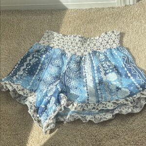 Blue and White Patterned Shorts